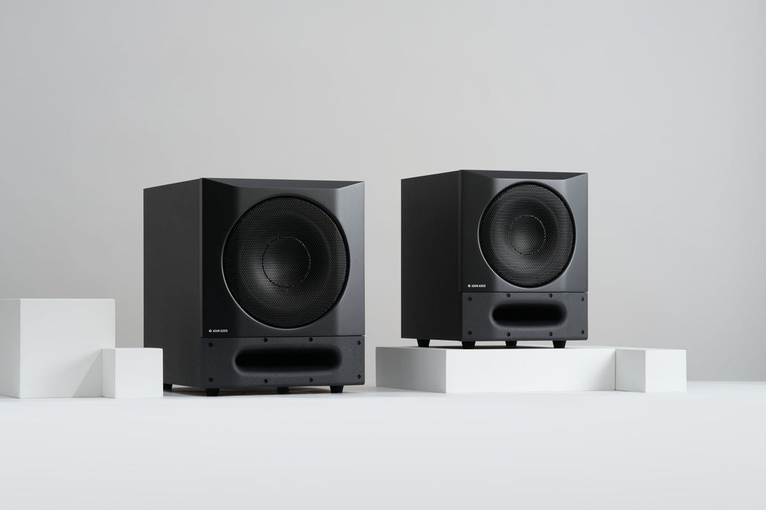 Adam Audio Sub10 PRO and Sub8 PRO studio subwoofers side by side