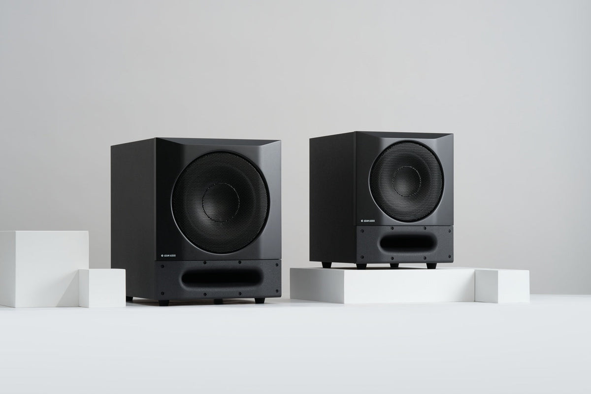 Adam Audio Sub10 PRO and Sub8 PRO studio subwoofers side by side