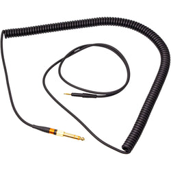 Neumann NDH coiled headphone cable with 3.5mm jack and durable black braided design for professional audio use