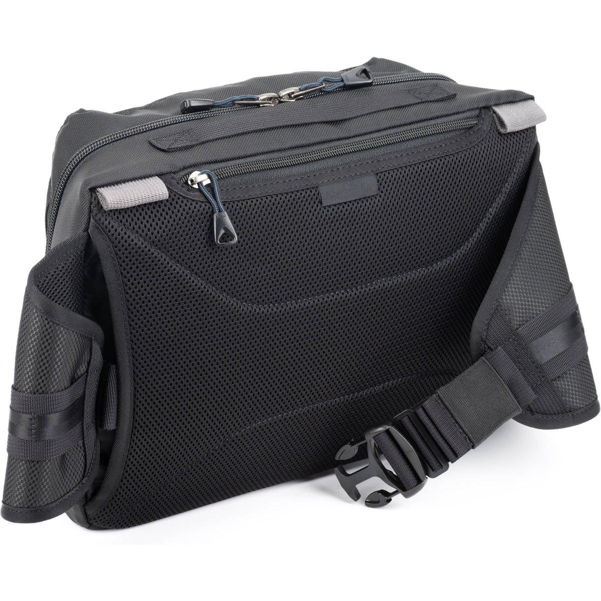 Think Tank PressPass video equipment bag with padded compartments and adjustable straps for professional camera gear storage.