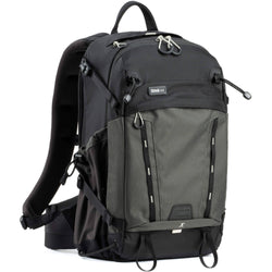 Think Tank Mindshift BackLight video equipment bag with padded compartments and adjustable straps for camera gear storage.