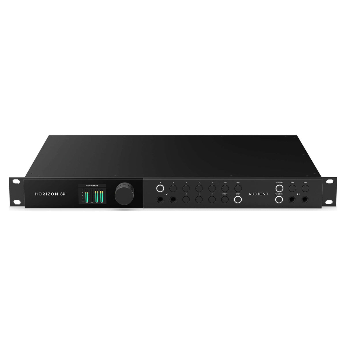 Audient Horizon 8P, front panel with eight preamp controls and JFET DI inputs