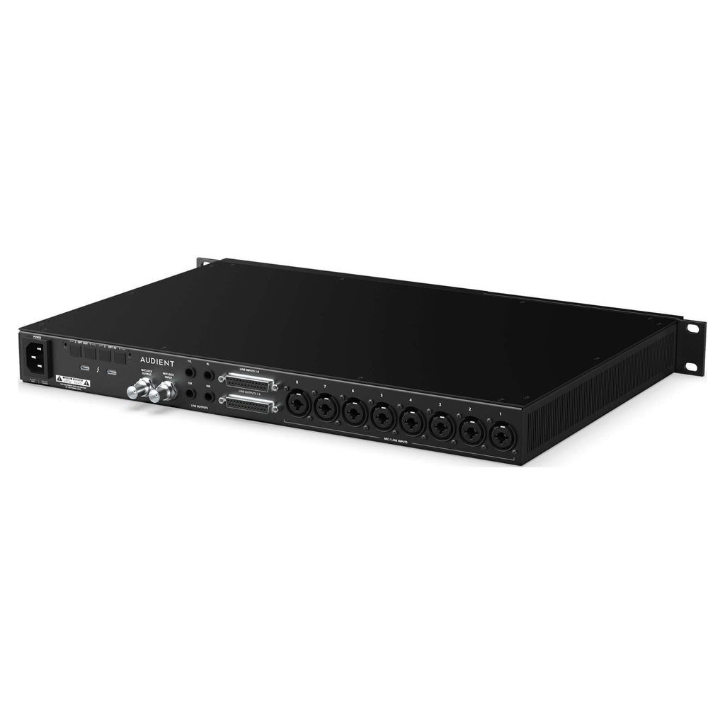 Audient Horizon 8P, rear panel with XLR inputs, DB25 line I/O and ADAT
