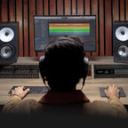 Audient Horizon 8P installed in a studio desk with monitors and DAW