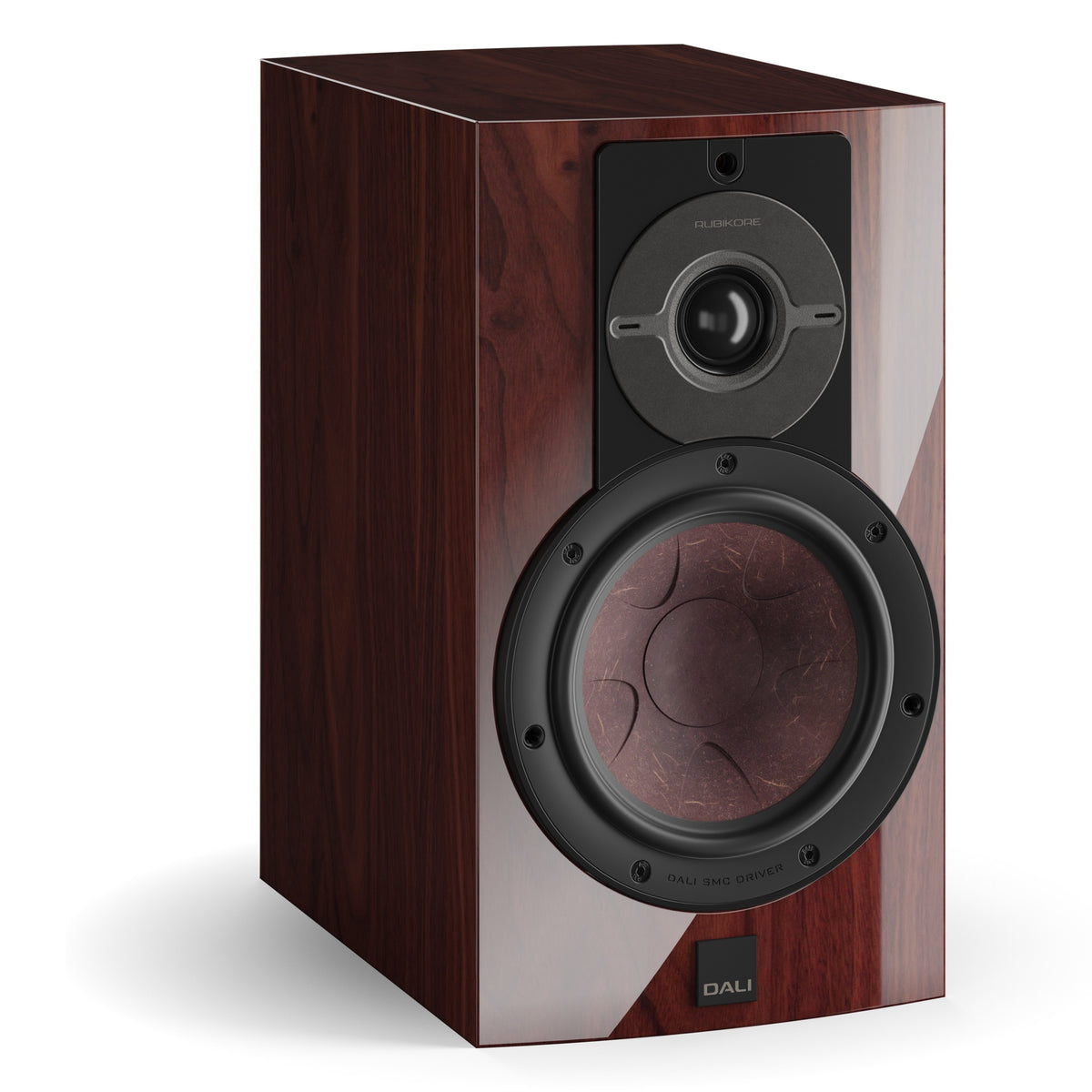 DALI Dali Rubikore 2 passive bookshelf speakers showing wooden cabinets and speaker drivers.