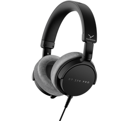 Beyerdynamic DT 270 Pro studio headphones, angled view in black