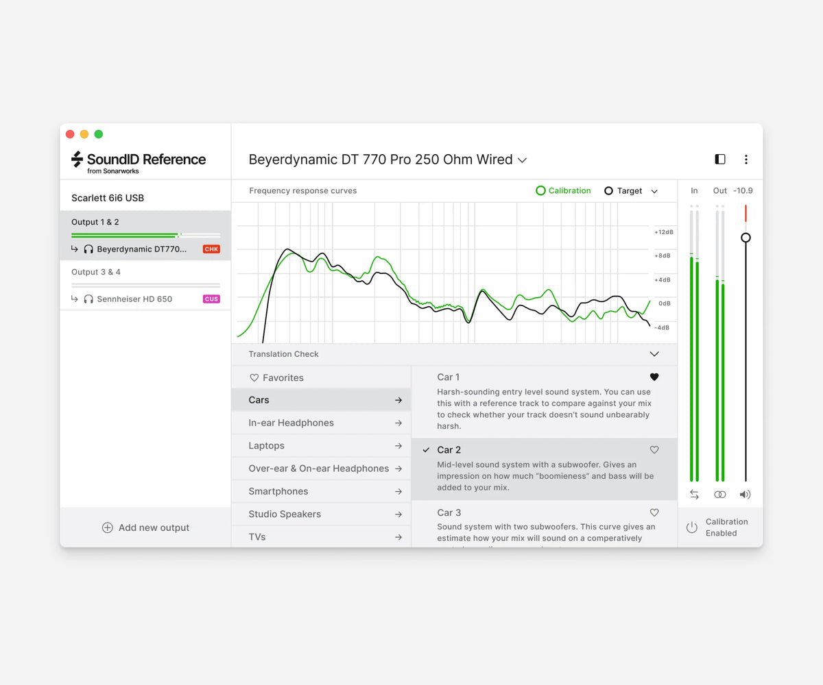 Sonarworks SoundID Reference headphones calibration software interface with headphones for music production accuracy.