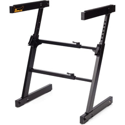 Hercules Stands KS400B keyboard stand holding a digital keyboard with adjustable height and sturdy metal construction.