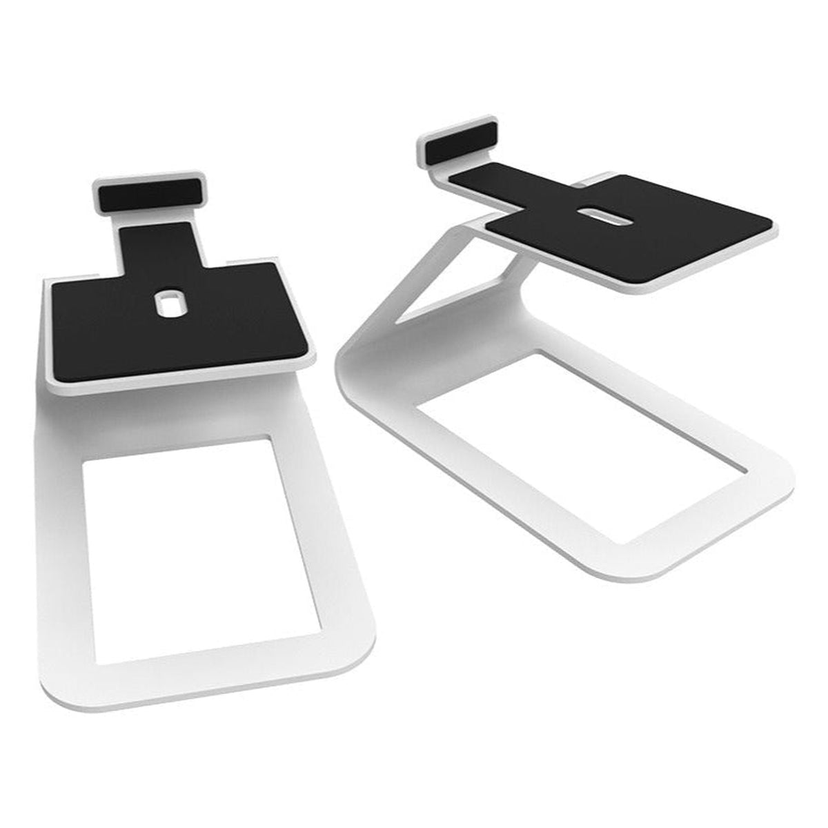 Kanto Audio SE4 speaker stands with sleek black metal design and adjustable height for optimal audio positioning.