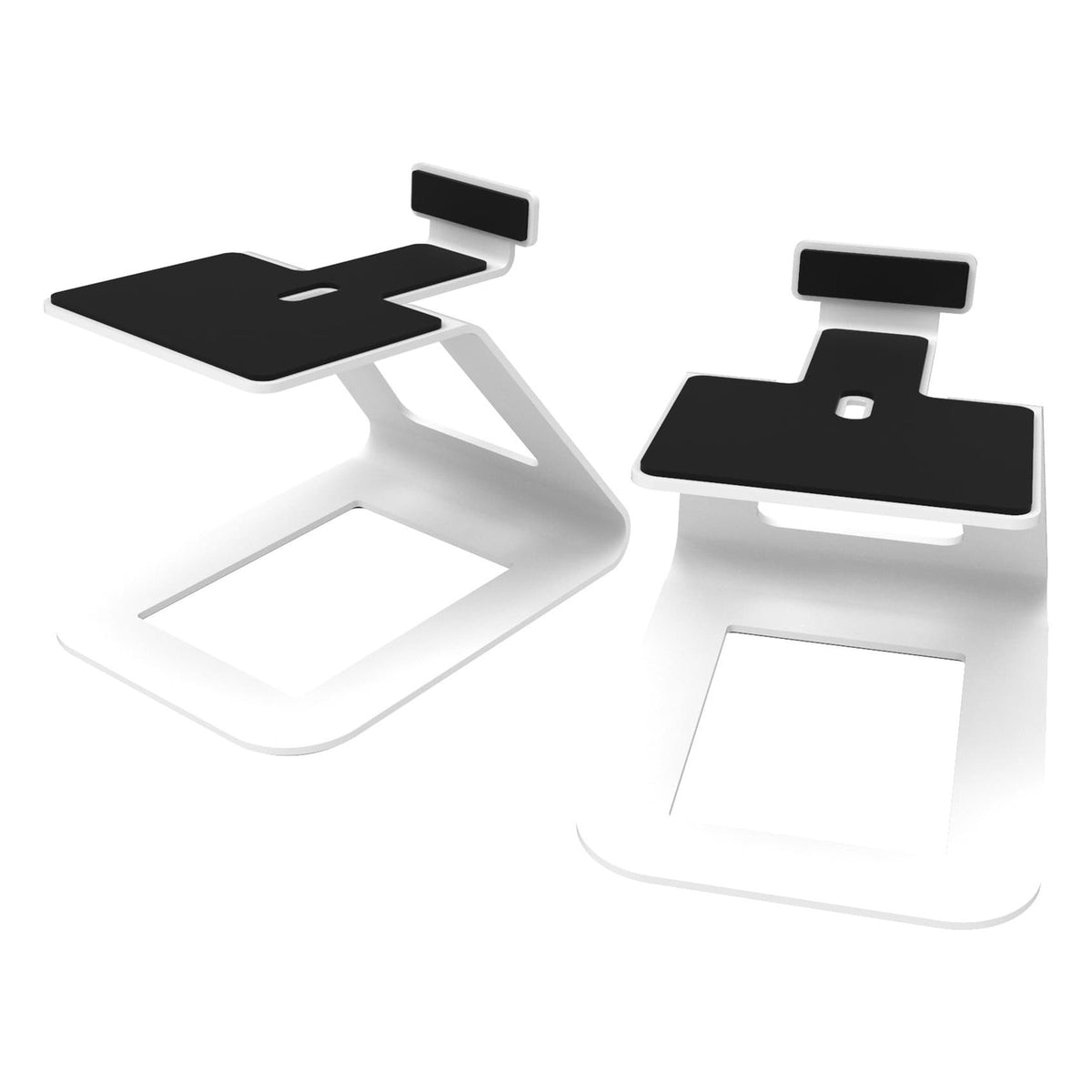 Kanto Audio SE6 speaker stands holding audio speakers on a modern home audio setup.