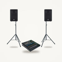Yamaha DBR10 Pair + Mackie ProFX10v3 + K&M 21435 Compact Band PA Set