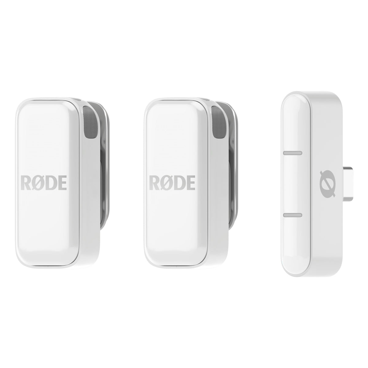 Rode Wireless Micro USB-C creator wireless microphone system with compact transmitter and receiver for high-quality audio.